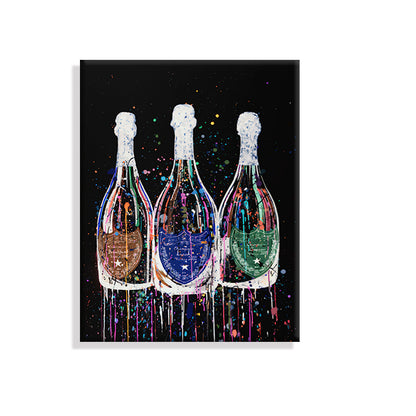 Champagne Bottle Canvas Painting Colorful Art Posters And