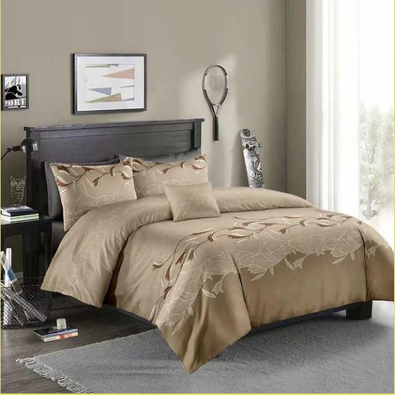 Three-piece Simple Plain Black Printing Bedding Set