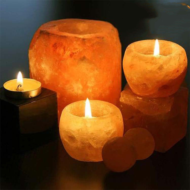 Himalayan Rose Salt Lamp Candle Holder Romantic Candle Light Dinner Candle Holder