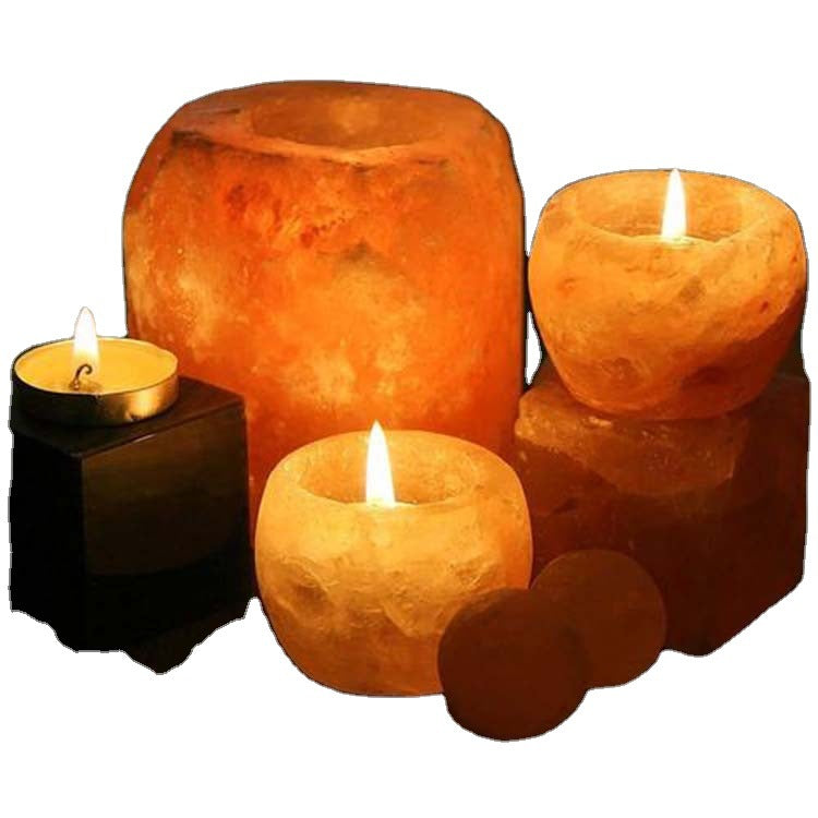 Himalayan Rose Salt Lamp Candle Holder Romantic Candle Light Dinner Candle Holder