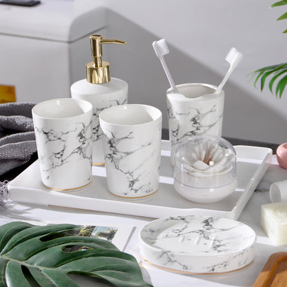 Marble Bathroom Washing And Brushing Cup Set