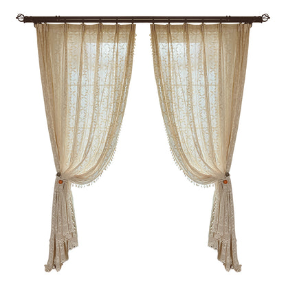 Cotton Linen Crochet Hollow Living Room Curtains