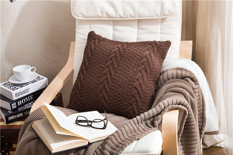 Thick wool knitted pillowcase