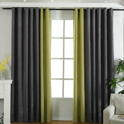 Factory direct stitching simple solid chenille curtain high shading curtain finished living room bedroom curtains