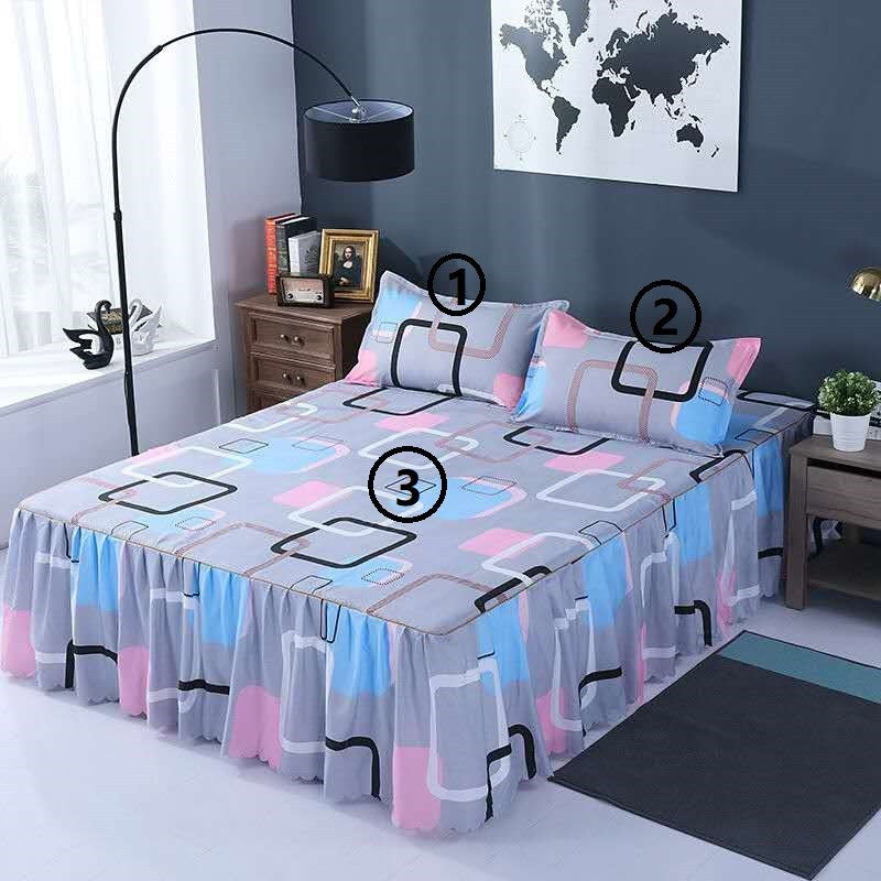 Bed Skirt Pillowcase 3 Woolly Bedsheet Bedding Set Bedspread