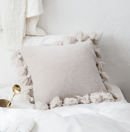 Bohemian Knitted Cushion Cover with Fringe