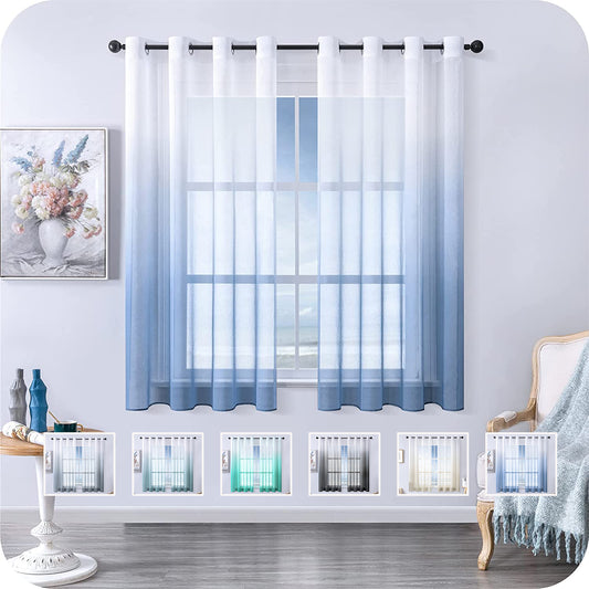 Morden Gradient Tulle Short Curtains For Living Room