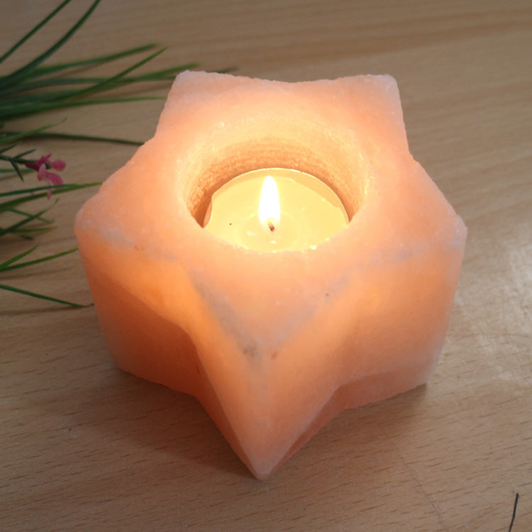 Himalayan Rose Salt Lamp Candle Holder Romantic Candle Light Dinner Candle Holder