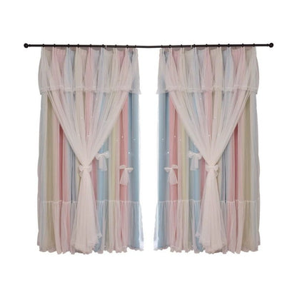 Nordic Simple Hollow Star Princess Wind Bedroom Blackout Curtains