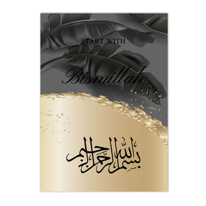 Canvas Painting Black Gold Feather Posters