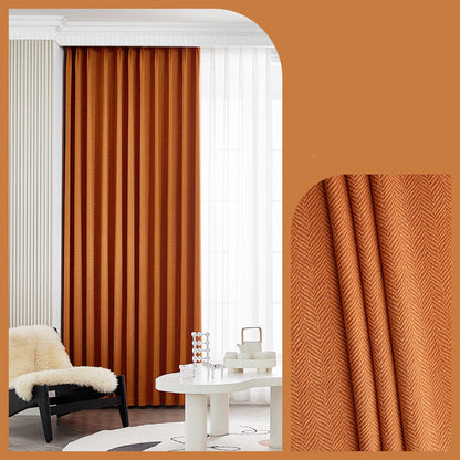 Home Fashion Herringbone Pattern Chenille Blackout Curtains