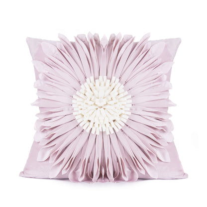 Fashion Modern Style White Throw Pillows Velvet Stitching 3D Chrysanthemum Cushion Waist Pillow Blue Cushion Case