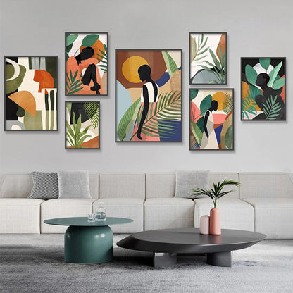 Abstract Woman Flower Leaf Canvas Painting Nordic Art Posters And Prints Living Room Decorative Painting