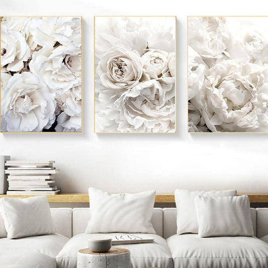 Peony Rose White Flowers Garden Nordic Posters And Prints Wall Pictures