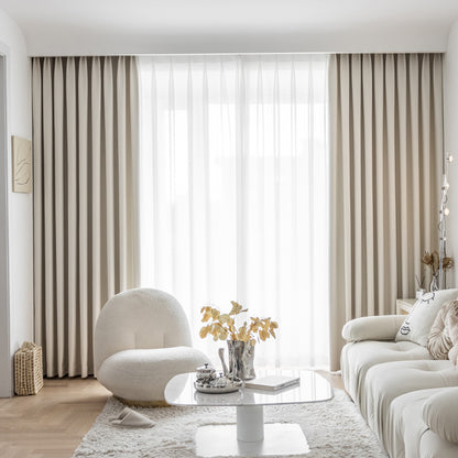 Living Room Bedroom Wheat Grain Solid Color Curtains