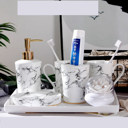 Marble Bathroom Washing And Brushing Cup Set