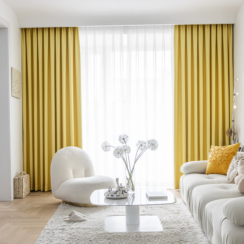 Living Room Bedroom Wheat Grain Solid Color Curtains